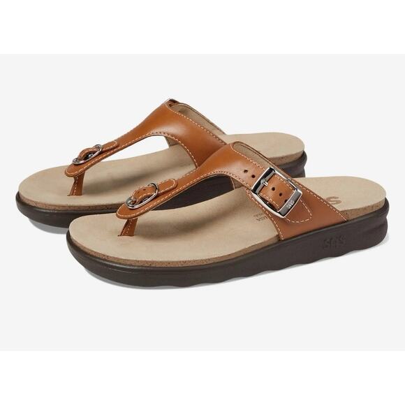 SAS Sanibel Comfort Sandal Thong Womens Size 6 M Flip Flop Caramel Tan Tripad - Picture 1 of 7